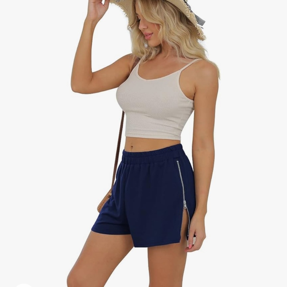 Casual/Comfy Shorts High Waist Shorts with Side Zipper